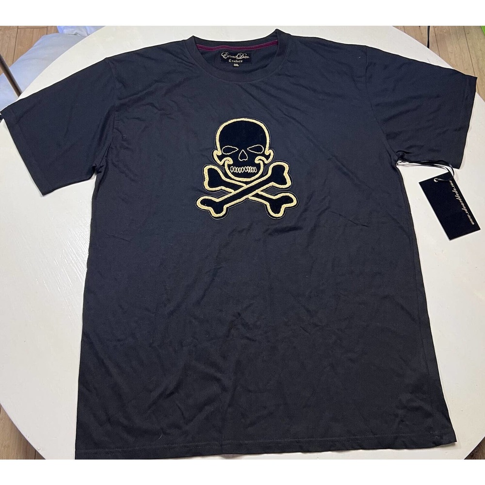 Edward Dada Gold Embroidery Skull T-Shirt Rare NWT Size 2XL